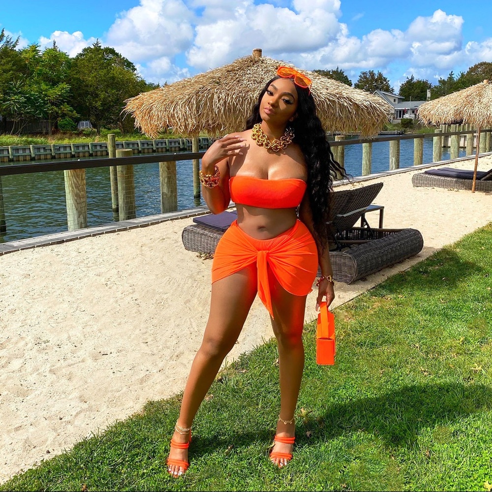 Orange bikini and cover up